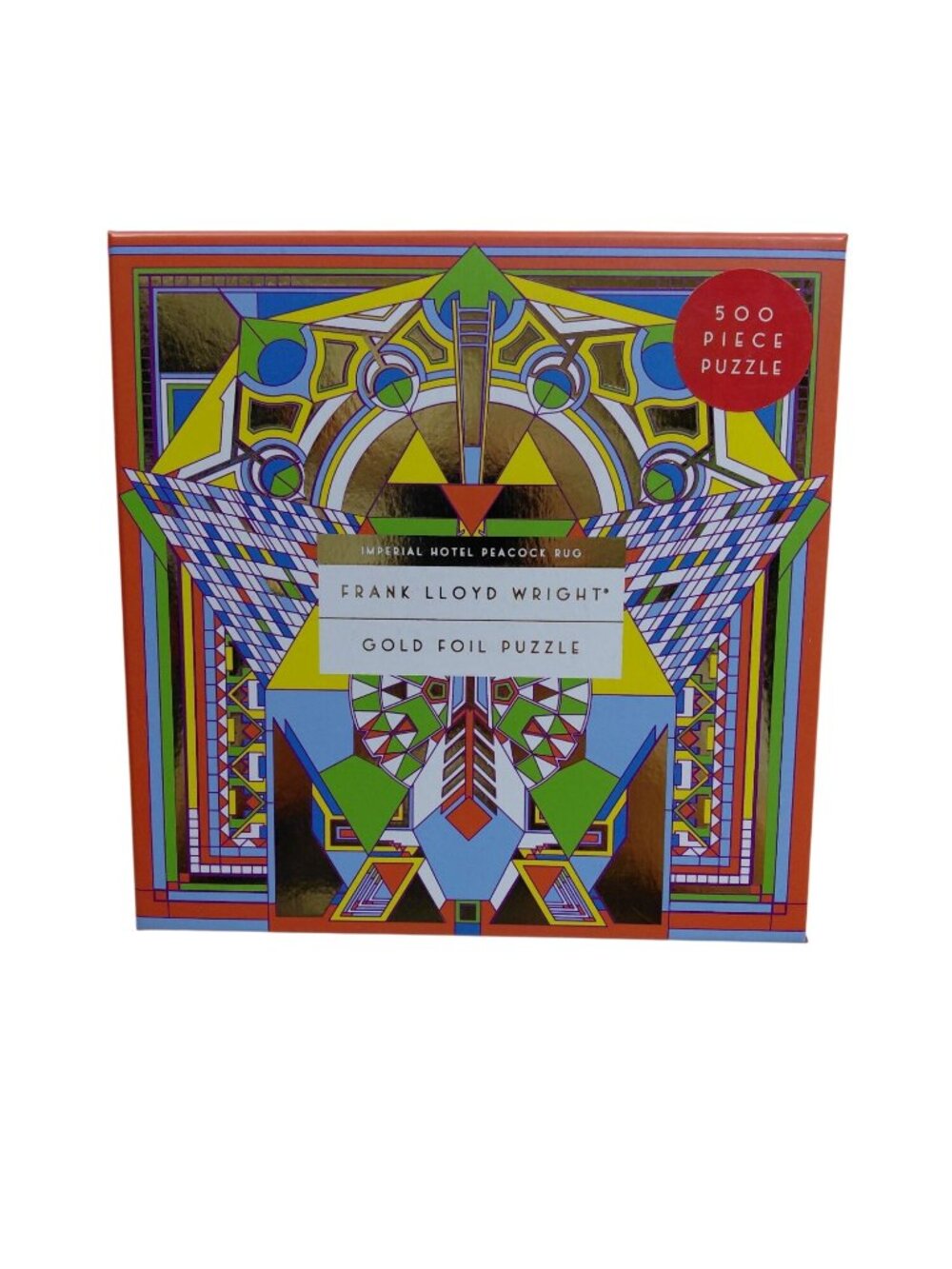 Frank Lloyd Wright 500-Piece Gold Foil Puzzle Imperial Hotel Peacock Rug Design